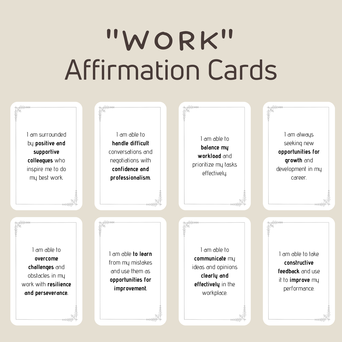 Affirmation Cards "Work"